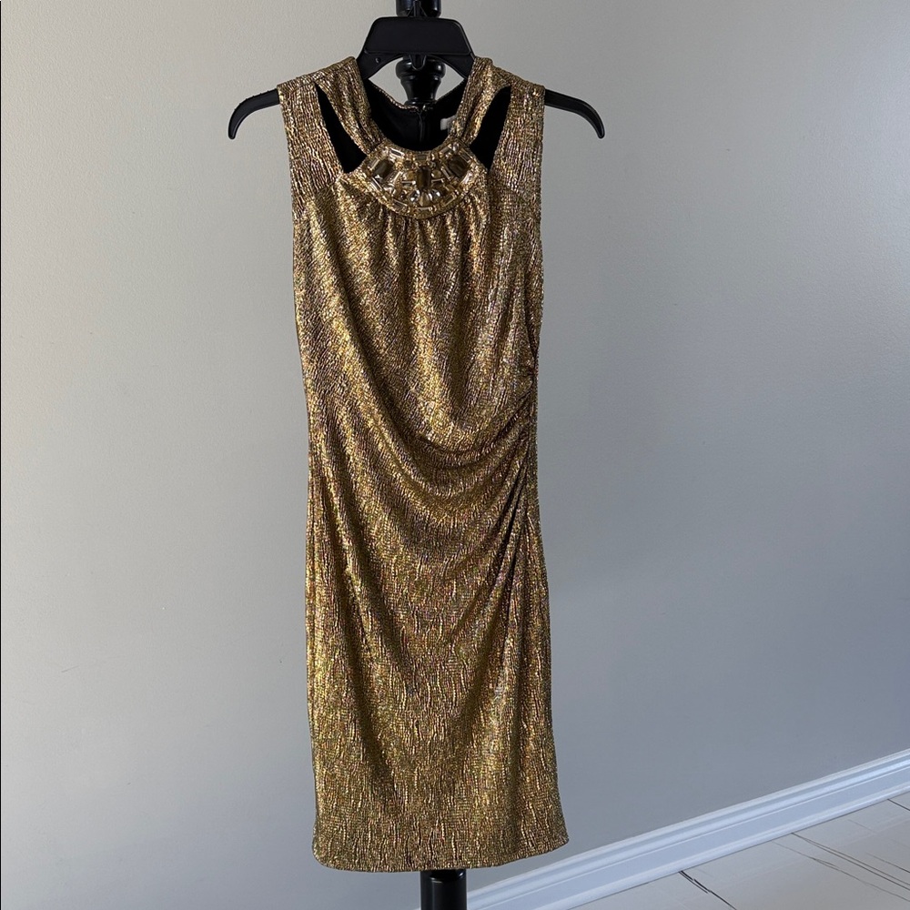 Cache Gold Embellished Mini Dress - Picture 4 of 5